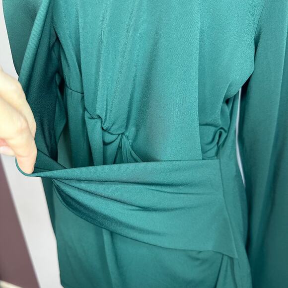 Jason Wu Dark Green Wrap Style V-Neck Stretchy Women's Blouse Medium - Picture 4 of 7